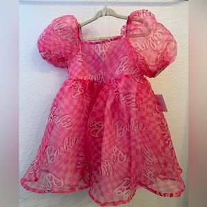 Girls Barbie Pink Organza Puff Dress XS